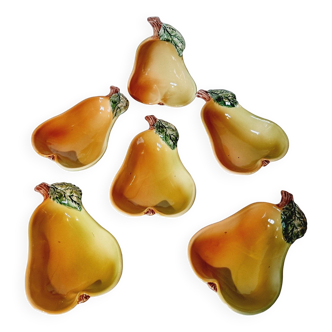 6 pear-shaped Ceramic Barbotine bowls