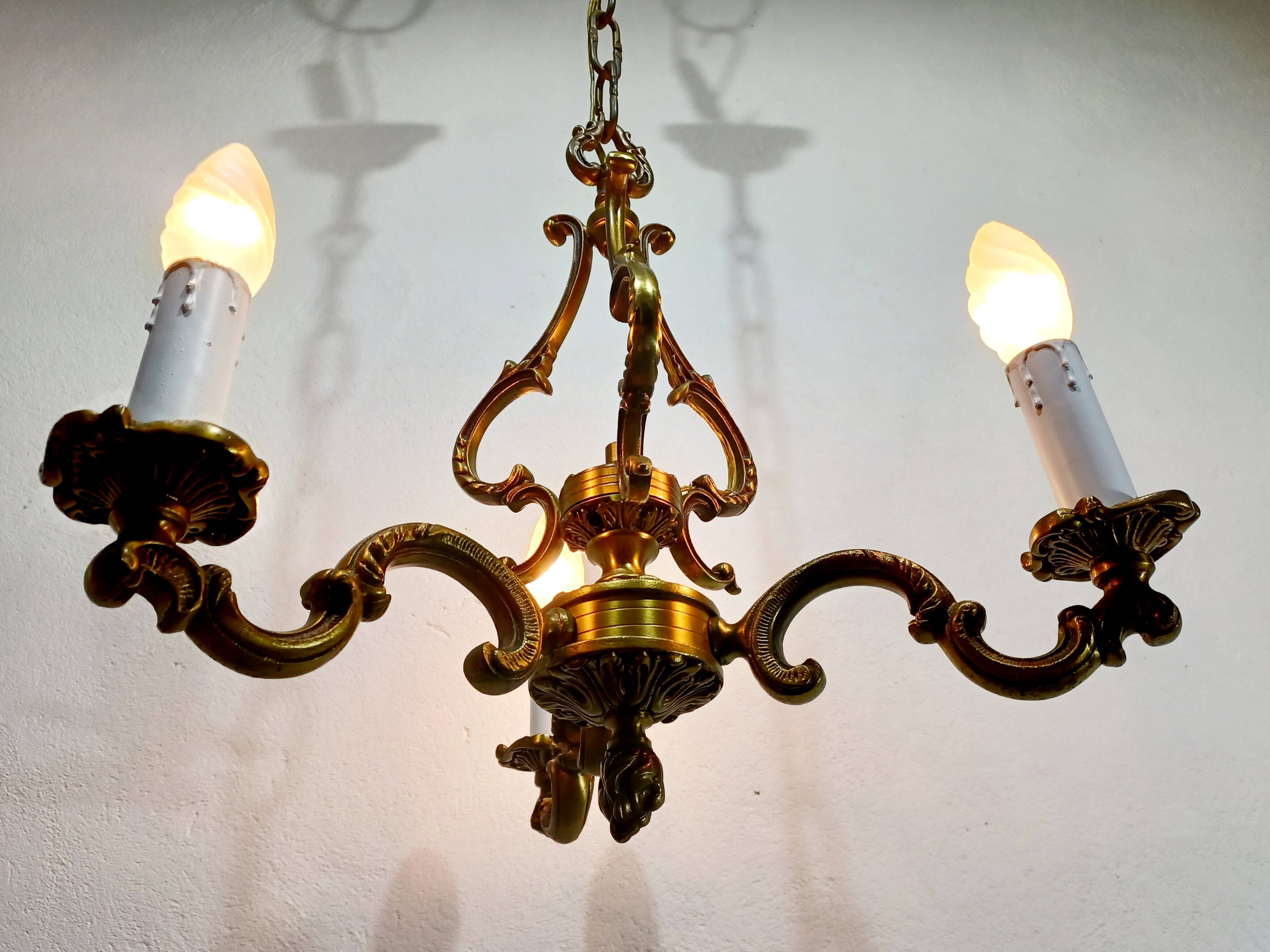 3-light bronze chandelier