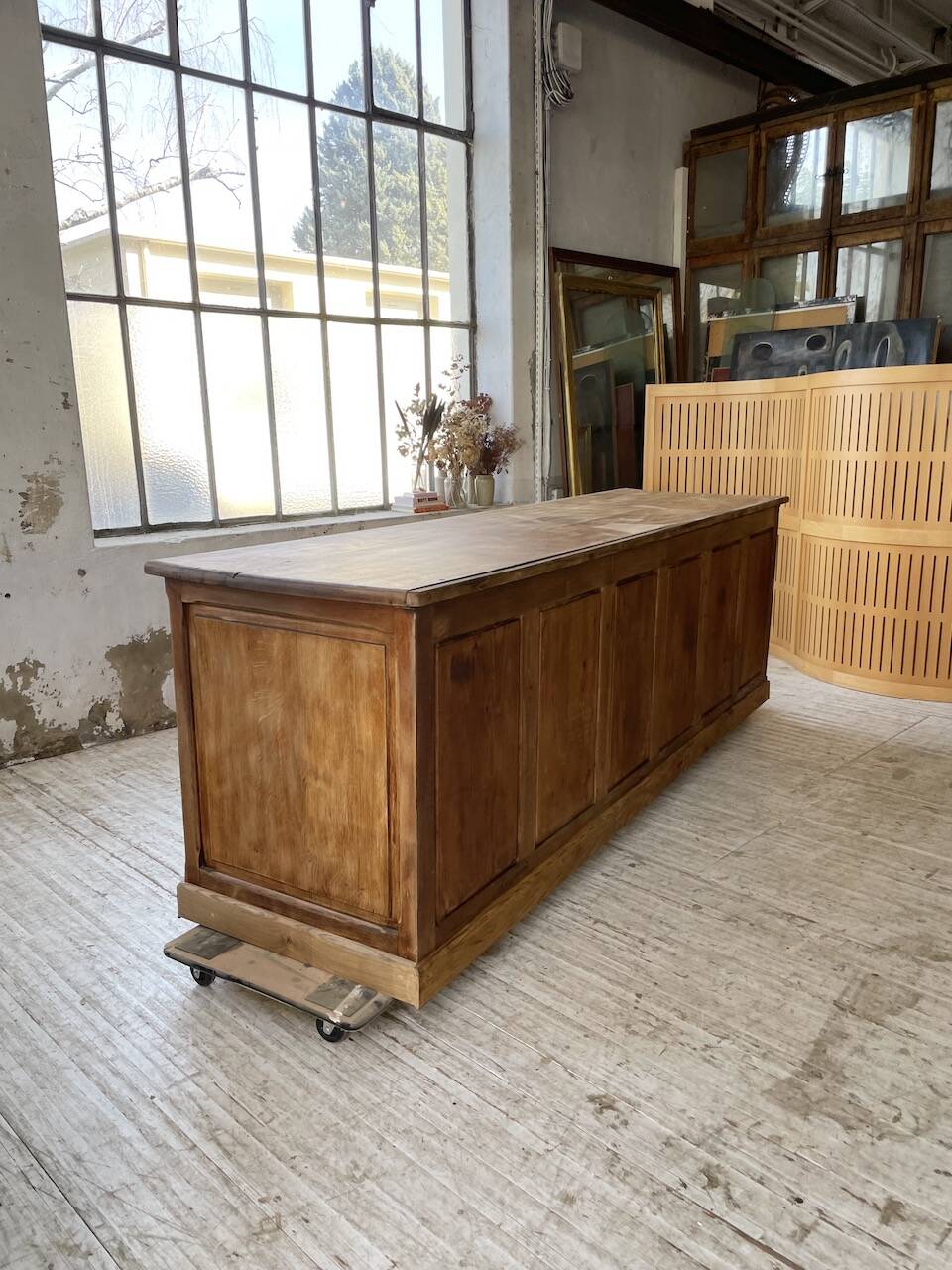 XXL solid oak counter sideboard