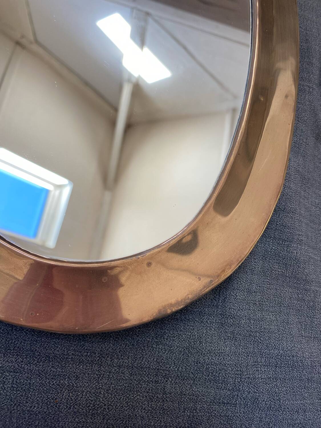 Urdu oval mirror solid brass