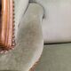 Vintage Louis XV style wing chair, light green velvet