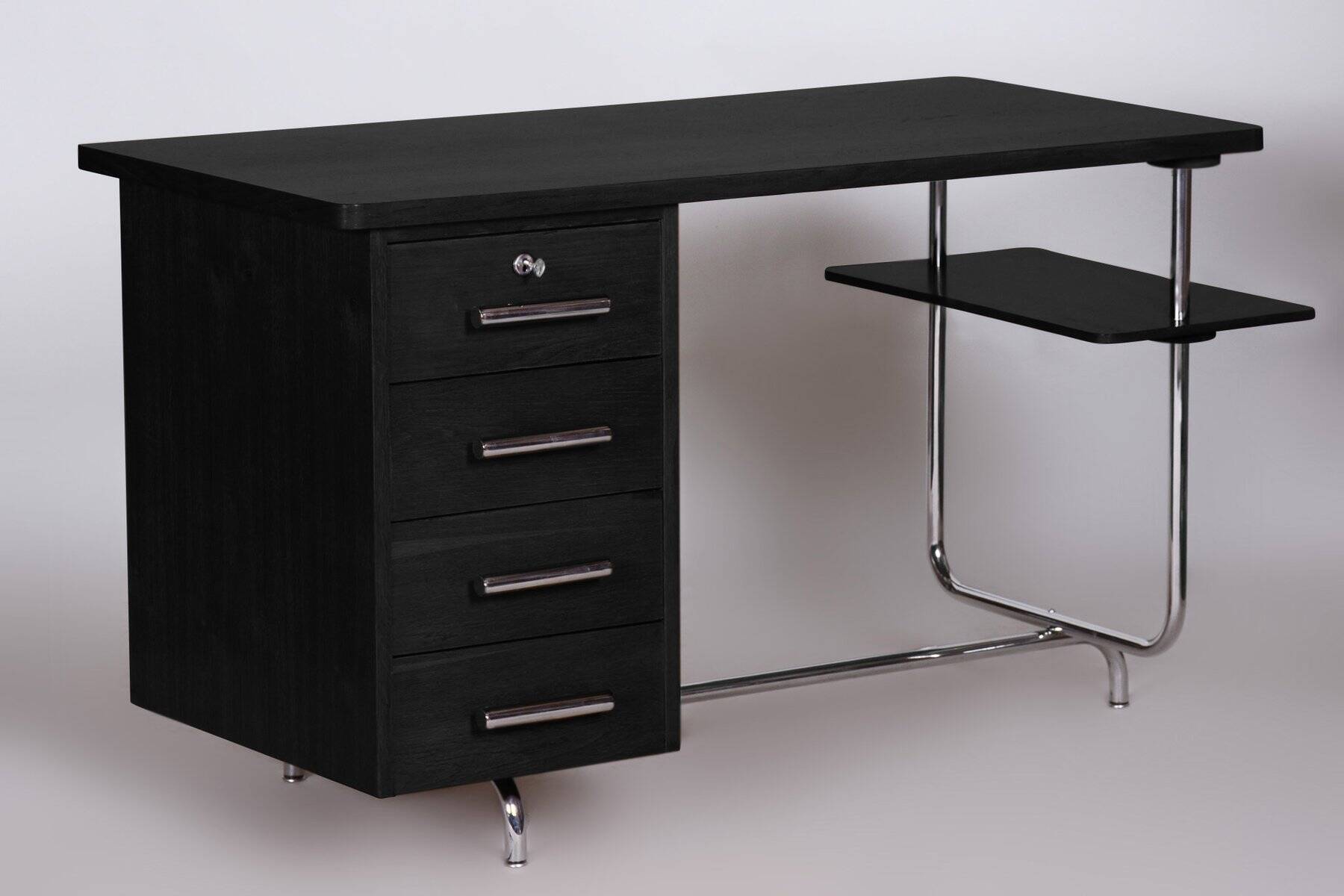 Czech Bauhaus Oak Writing Desk attributed to Jindrich Halabala for Up Závody, 1930s