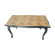 Table basse style Louis XV pieds escargots noir plateau brut