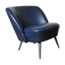 Cocktail armchair blued black leather 50/60