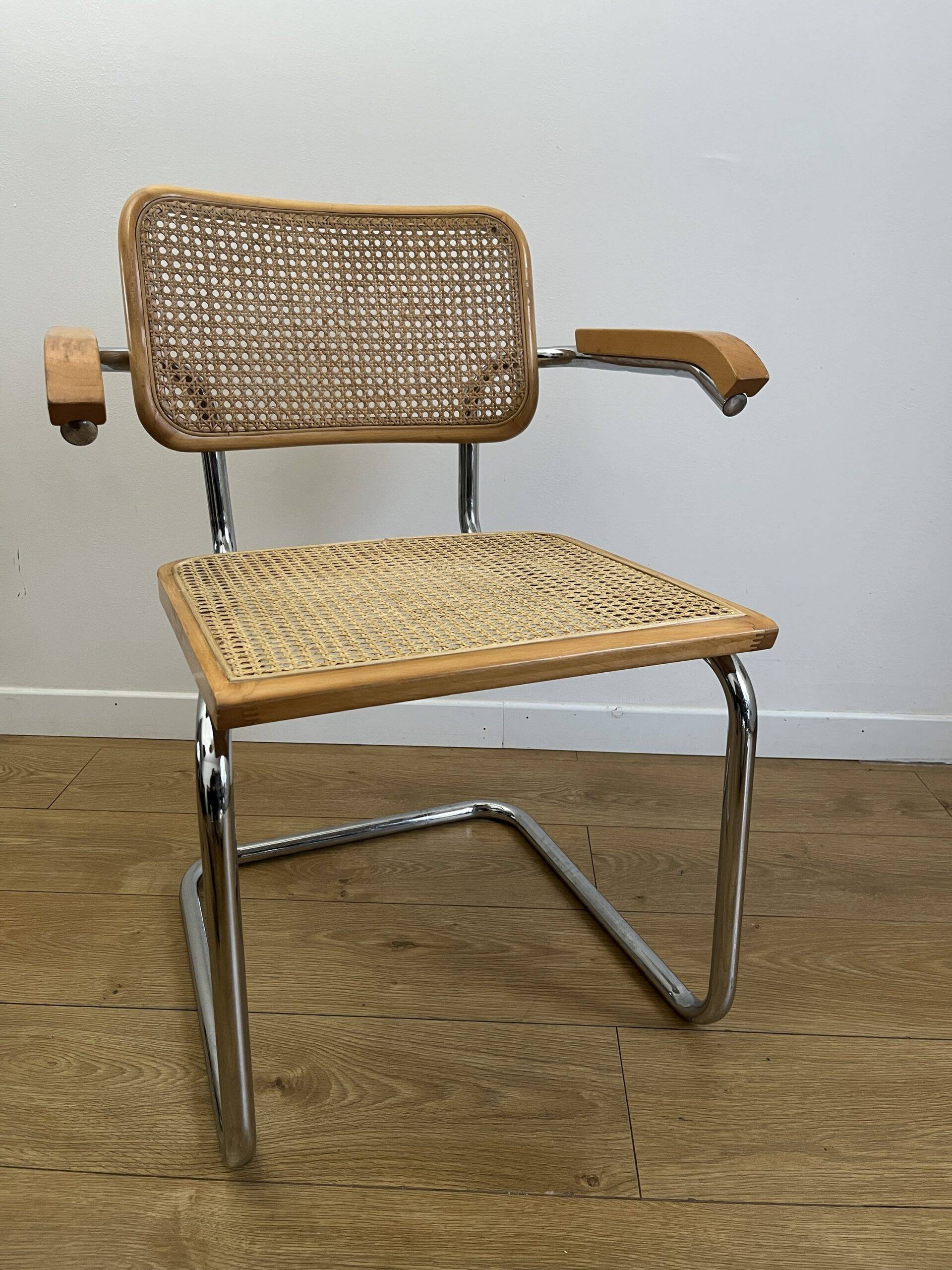 CESCA B64 armchair in canework after Marcel Breuer