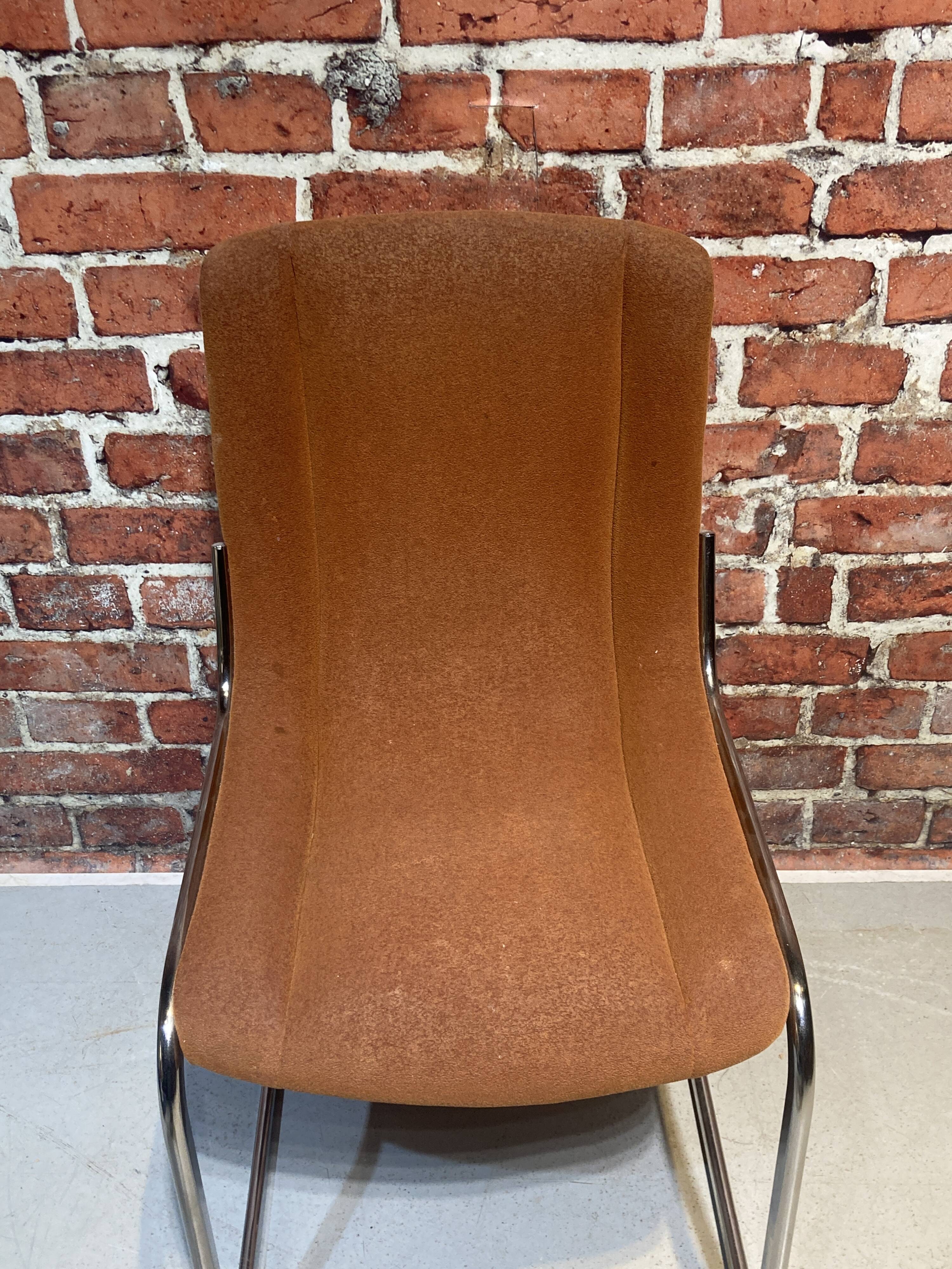 Suite of four Italian chairs in fabric and metal