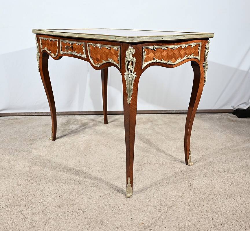Rosewood and Marquetry Desk Table, Louis XV style – Early 20th century