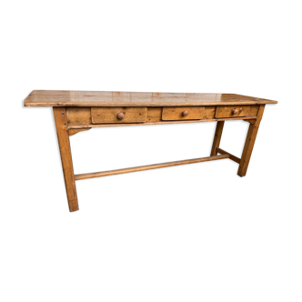 French old wooden sidetable with 3 drawers