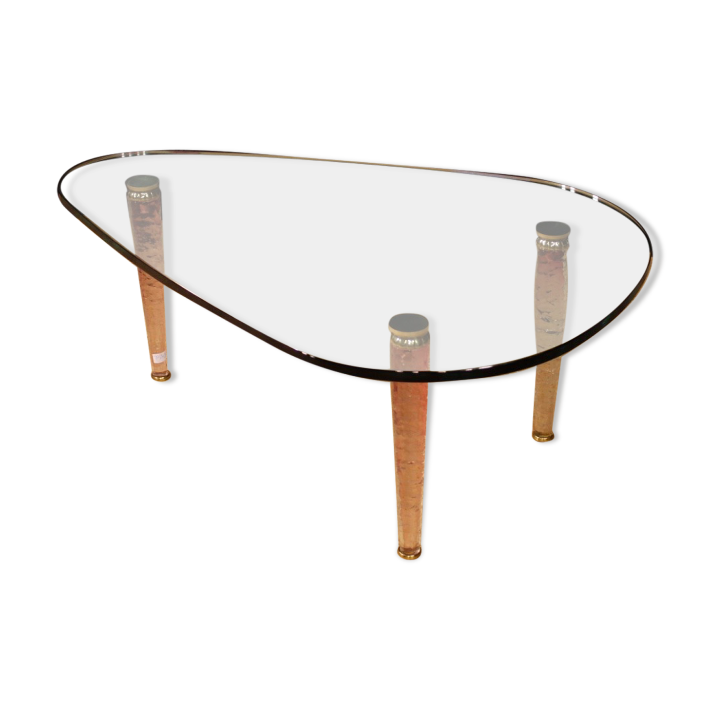 Italian design coffee table in crystal and brass