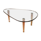 Italian design coffee table in crystal and brass