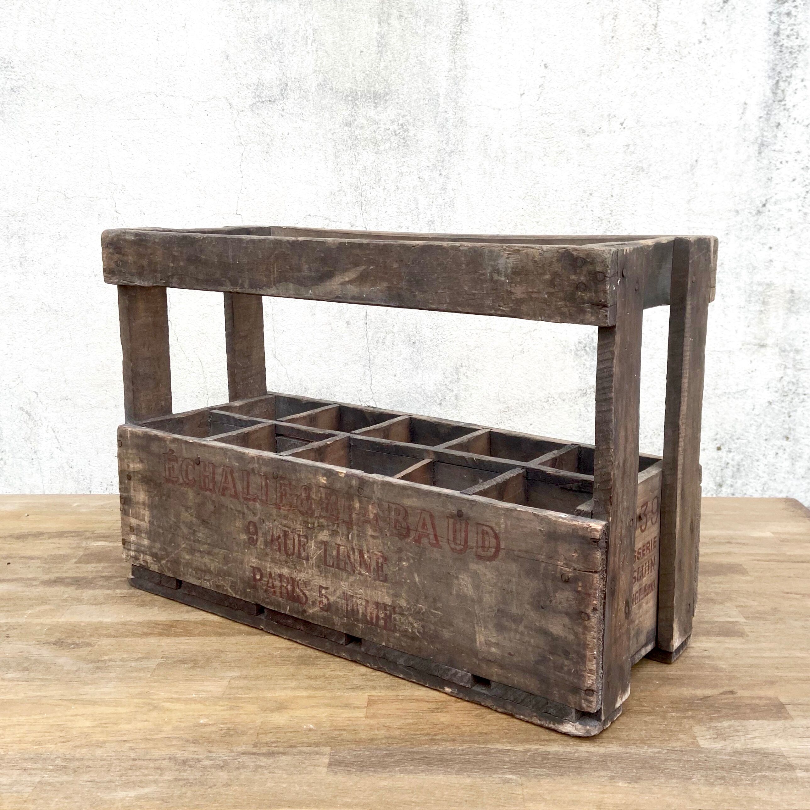Casier en bois vintage pour 10 bouteilles