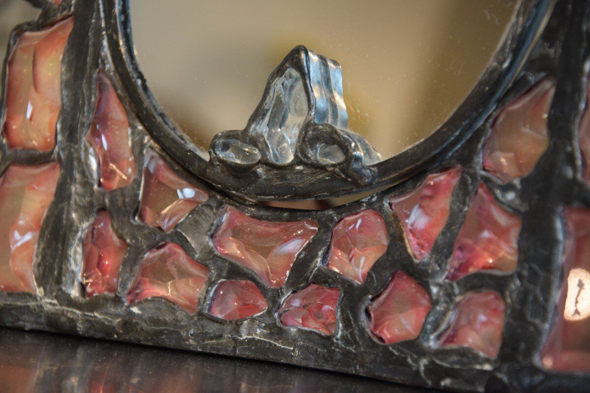 Tinted glass and lead mirror