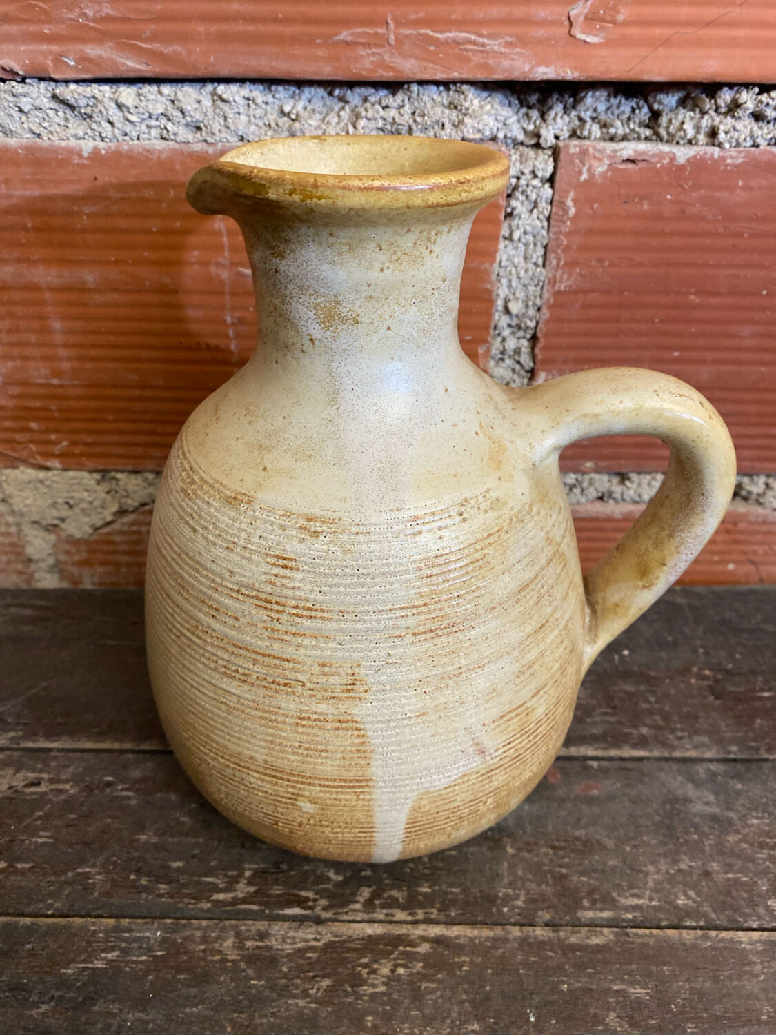 Old Pichet JEAN MARAIS Glazed Stoneware Beige France Vintage #D781