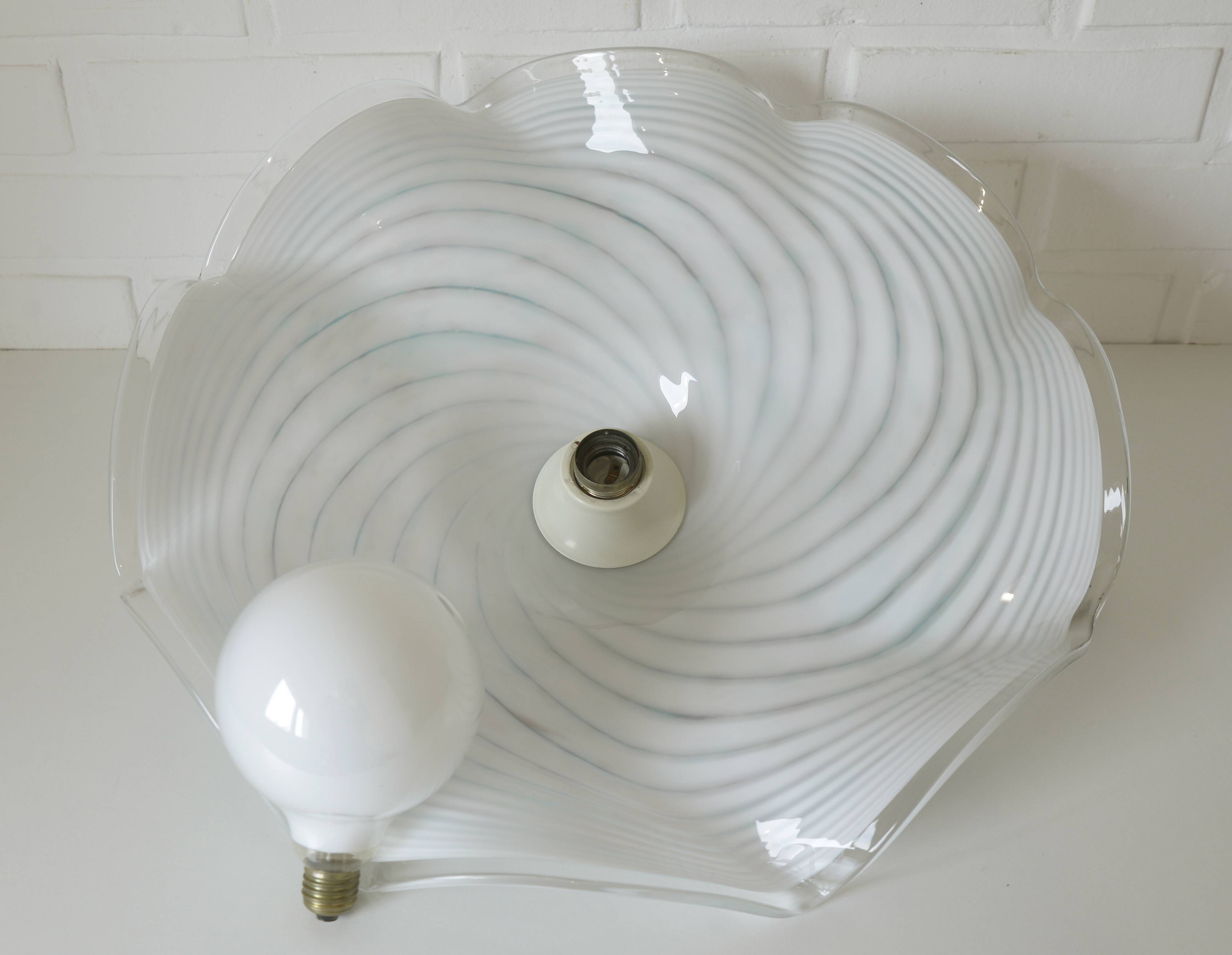 Vintage Murano lamp / swirl glass chandelier / unique hanging lamp 1980's