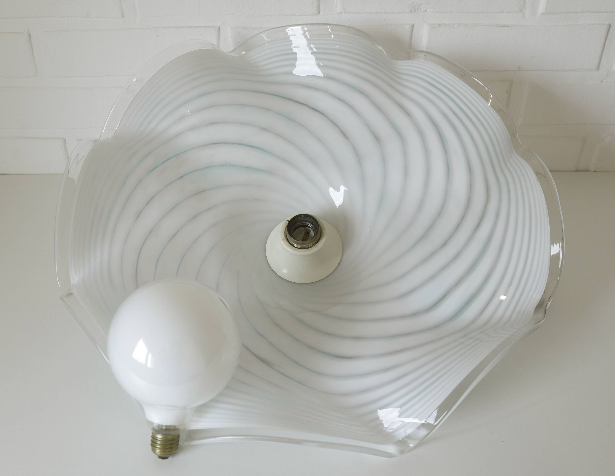 Vintage Murano lamp / swirl glass chandelier / unique hanging lamp 1980's