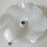 Vintage Murano lamp / swirl glass chandelier / unique hanging lamp 1980's