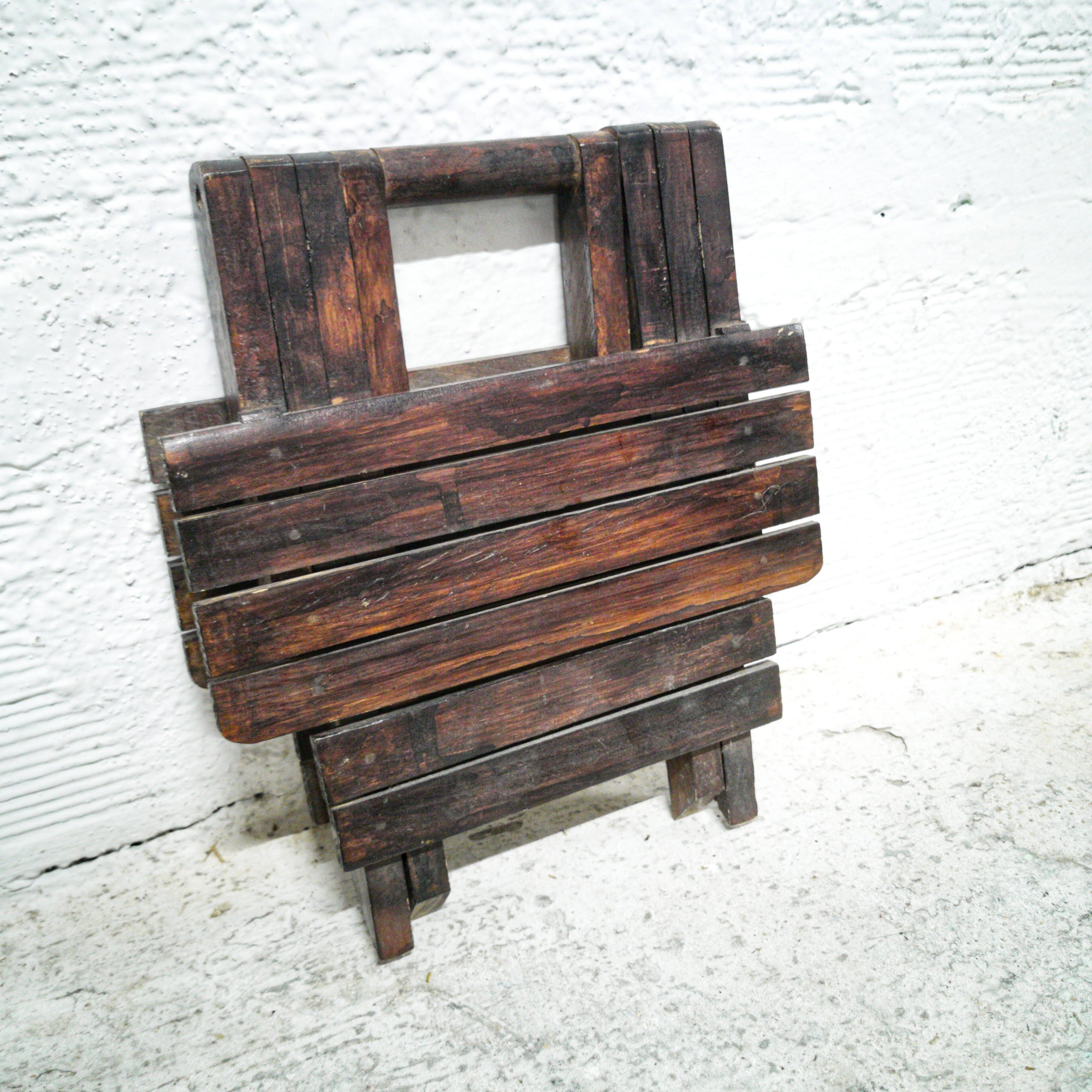 Folding wooden stool