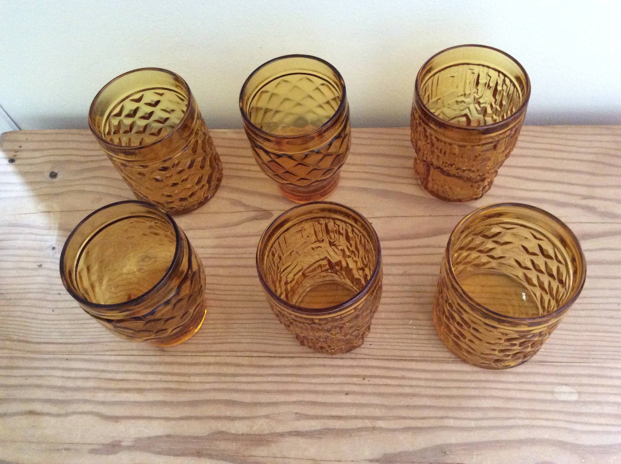 Set of 6 amber glasses