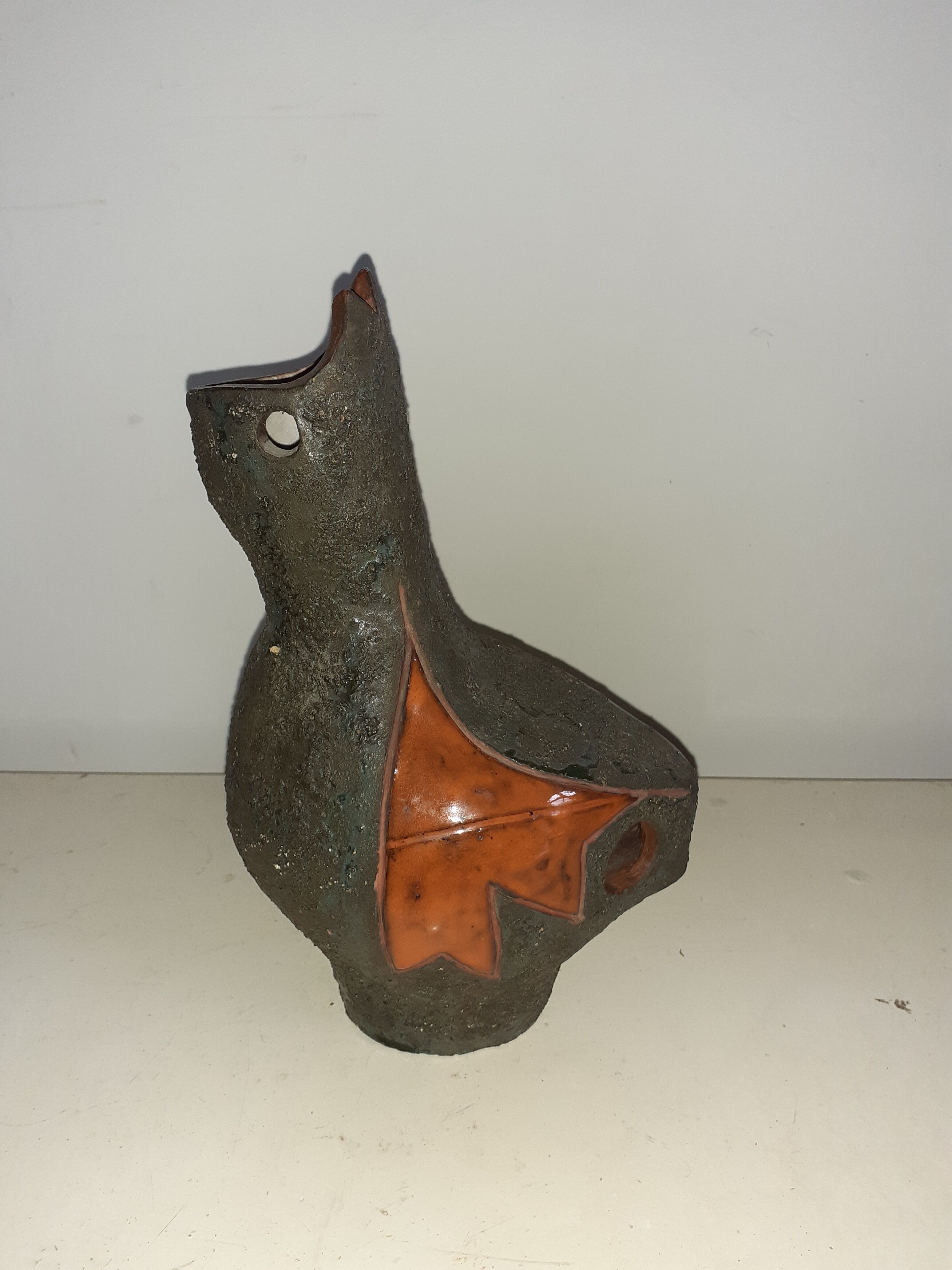 Zoomorphic vase ceramic 50s signed Lucia