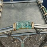 Vintage metal and glass side table