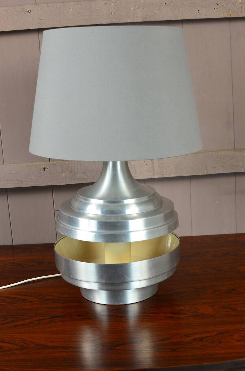 Vintage 1970s Brushed Aluminum Lamp