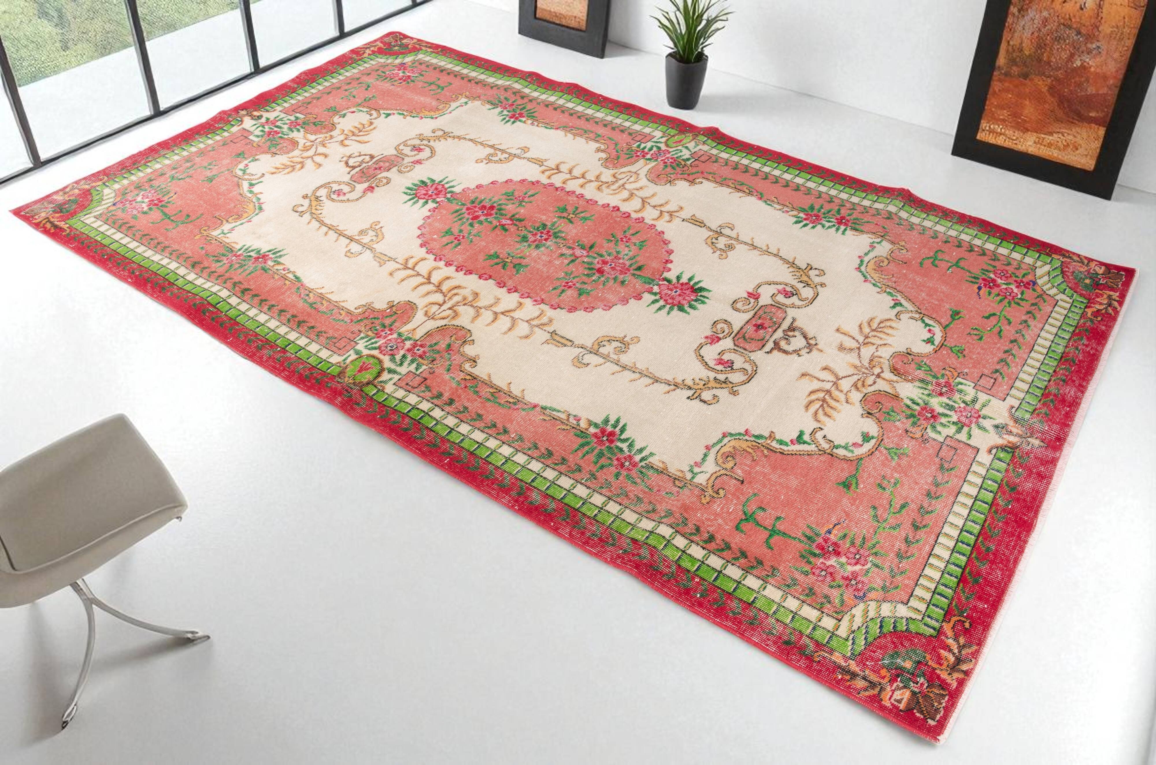 Flower Design Oushak Turkish Floral Rug SKU 2645