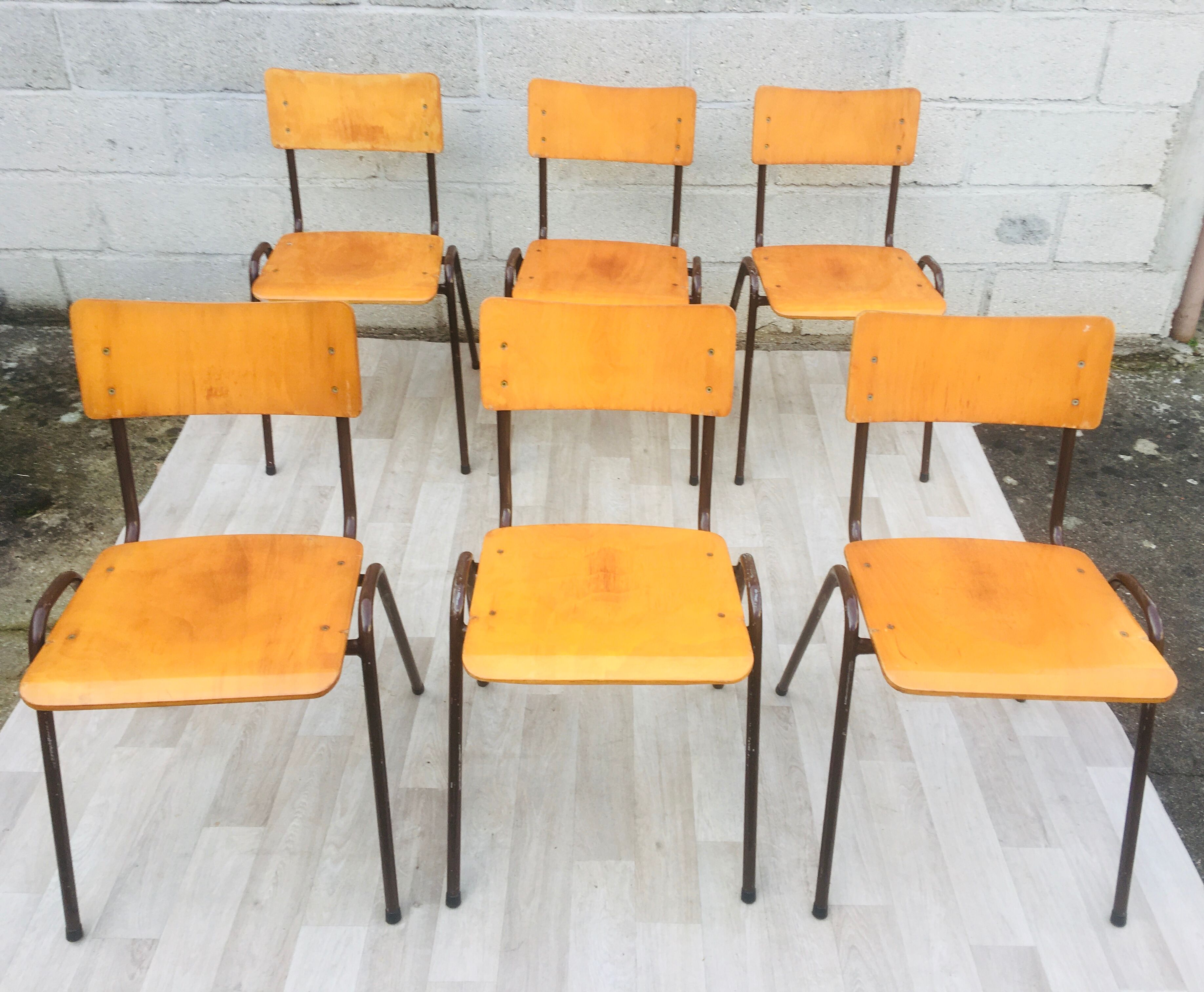 Set of 6 retro chairs in Vervoort wood