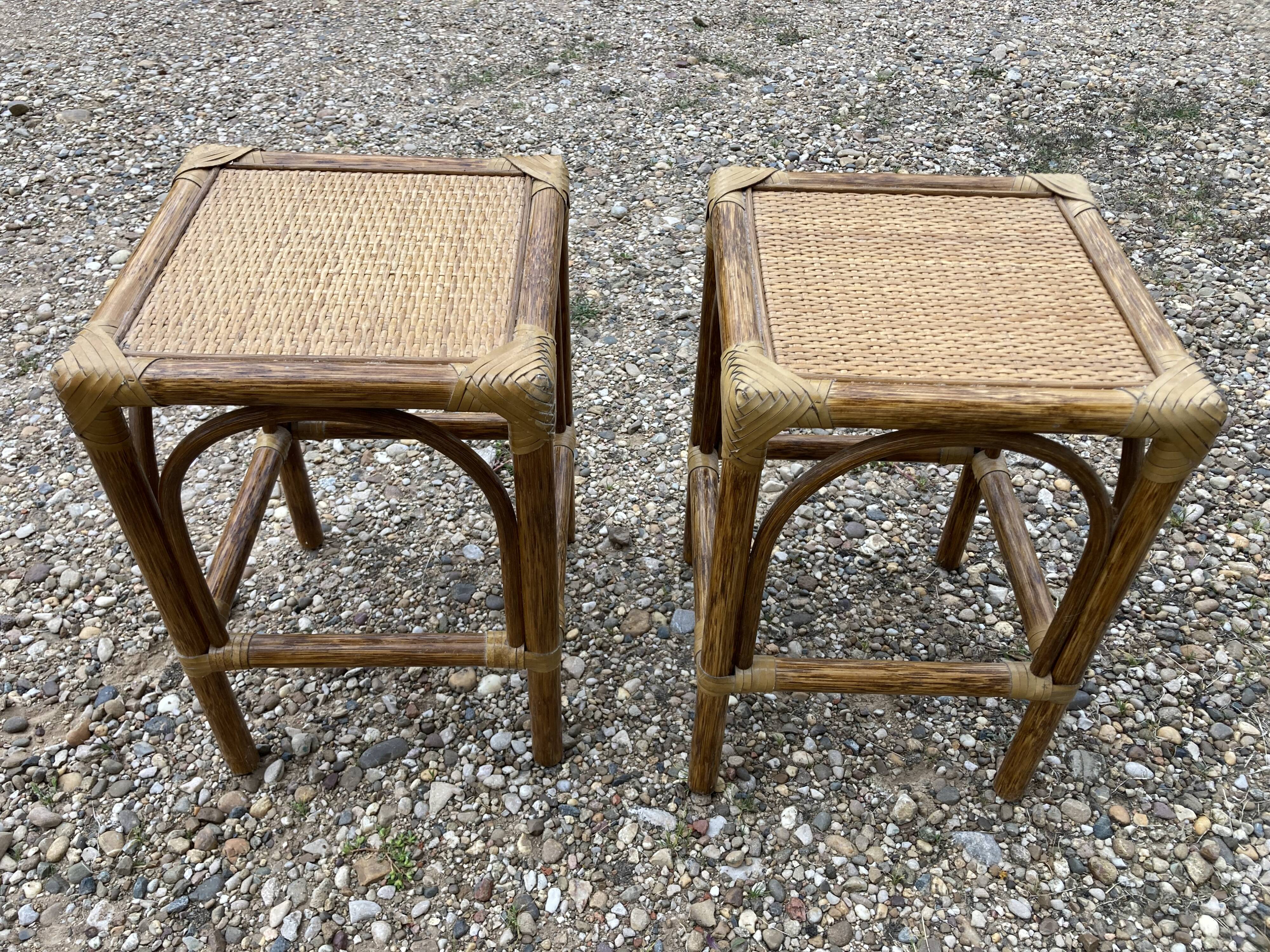 Pair of rattan stools