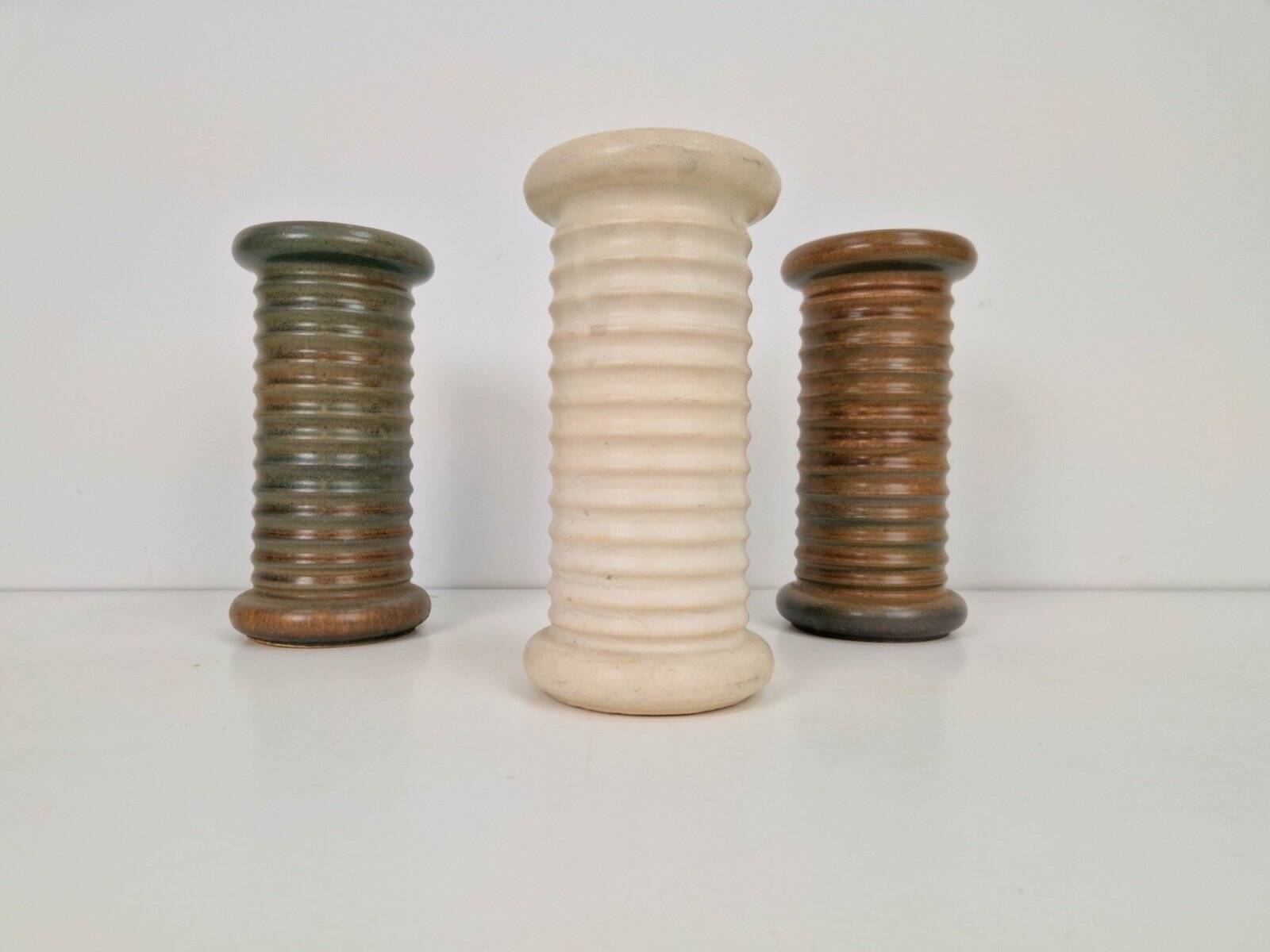 Vintage Scandinavian Ribbed Cylinder Vases, 1960s, Set of 3