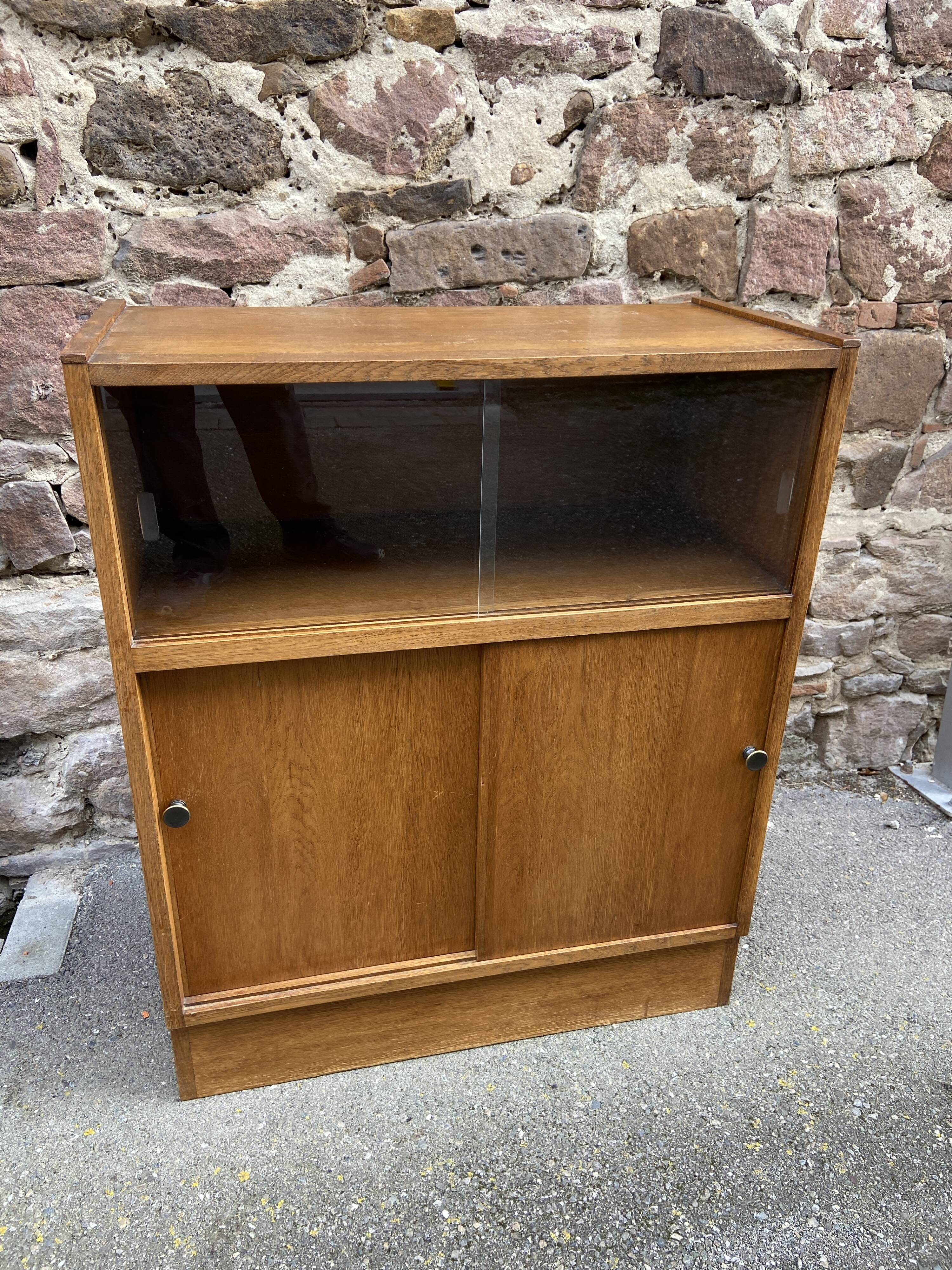 Oak Library 1960-70s French Design shop window industrial Art Deco