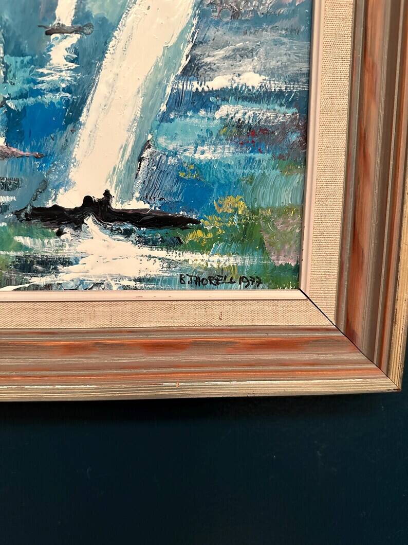 Original Swedish Oil on Panel – “Sailboats” by Bertil Thorell,  Signed