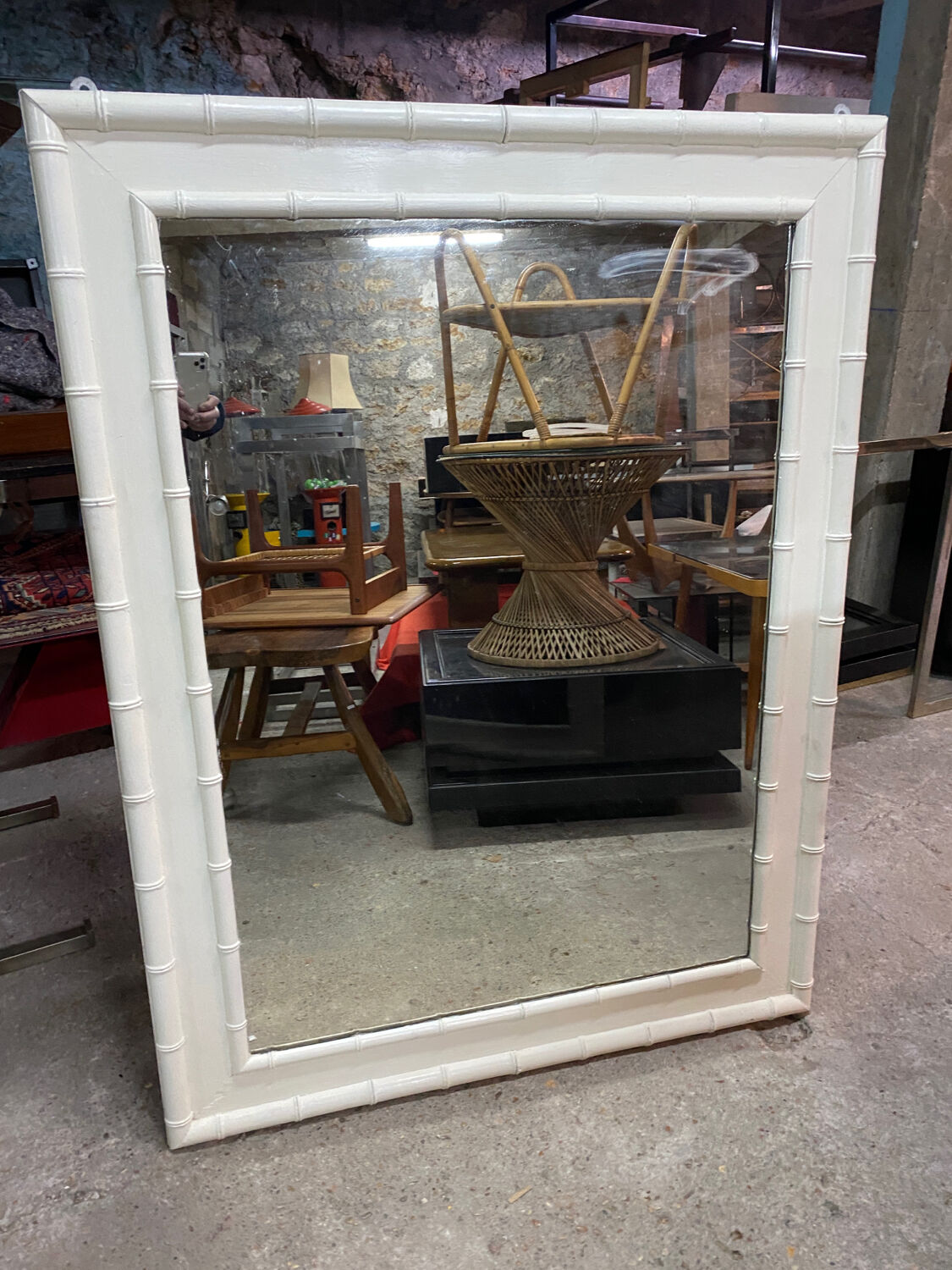 Wooden and bamboo mirror