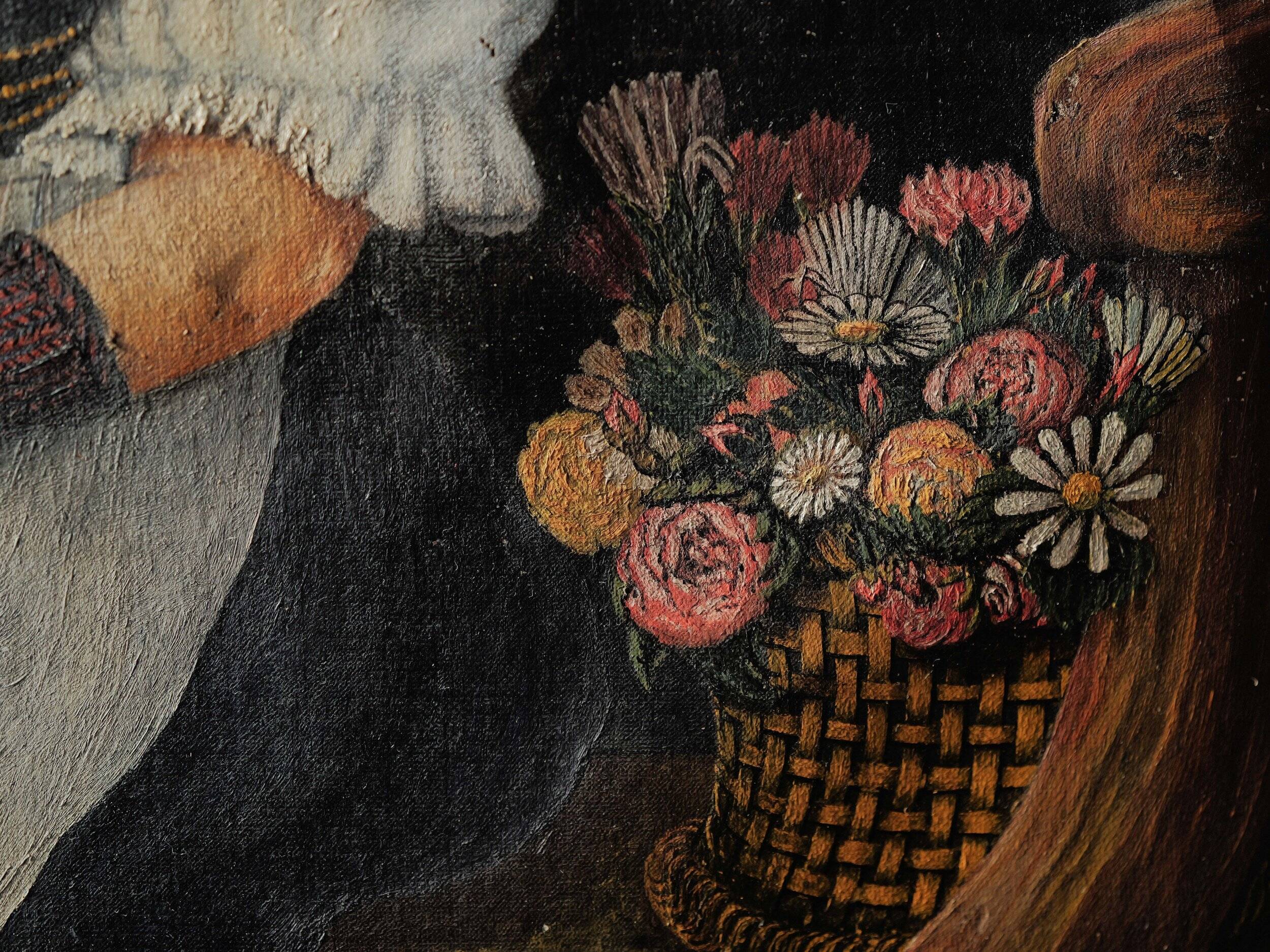 Painting, Bavarian couple, Oil on canvas, 1880