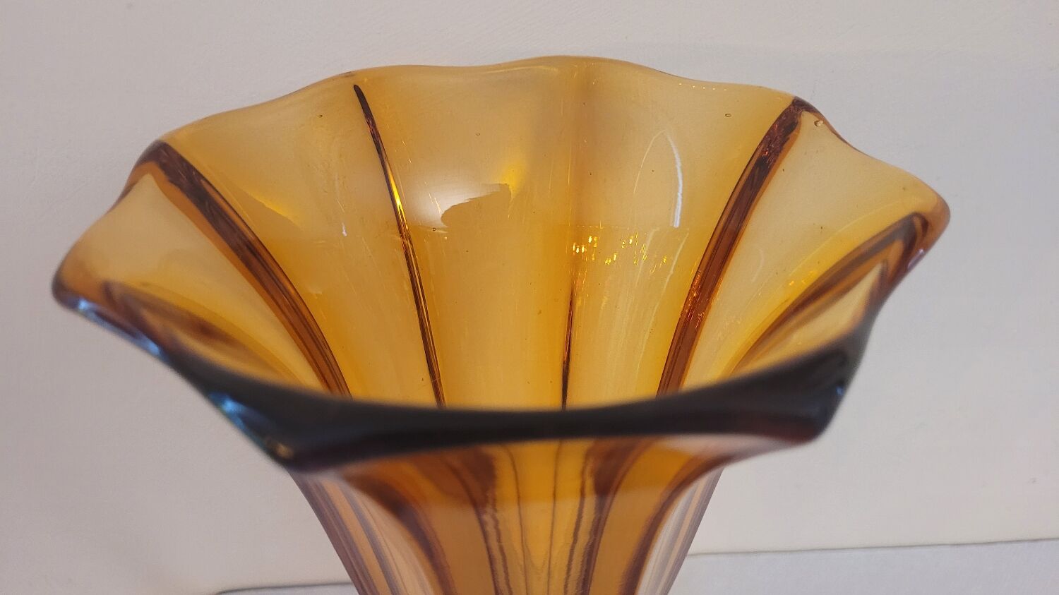 60's amber glass vase