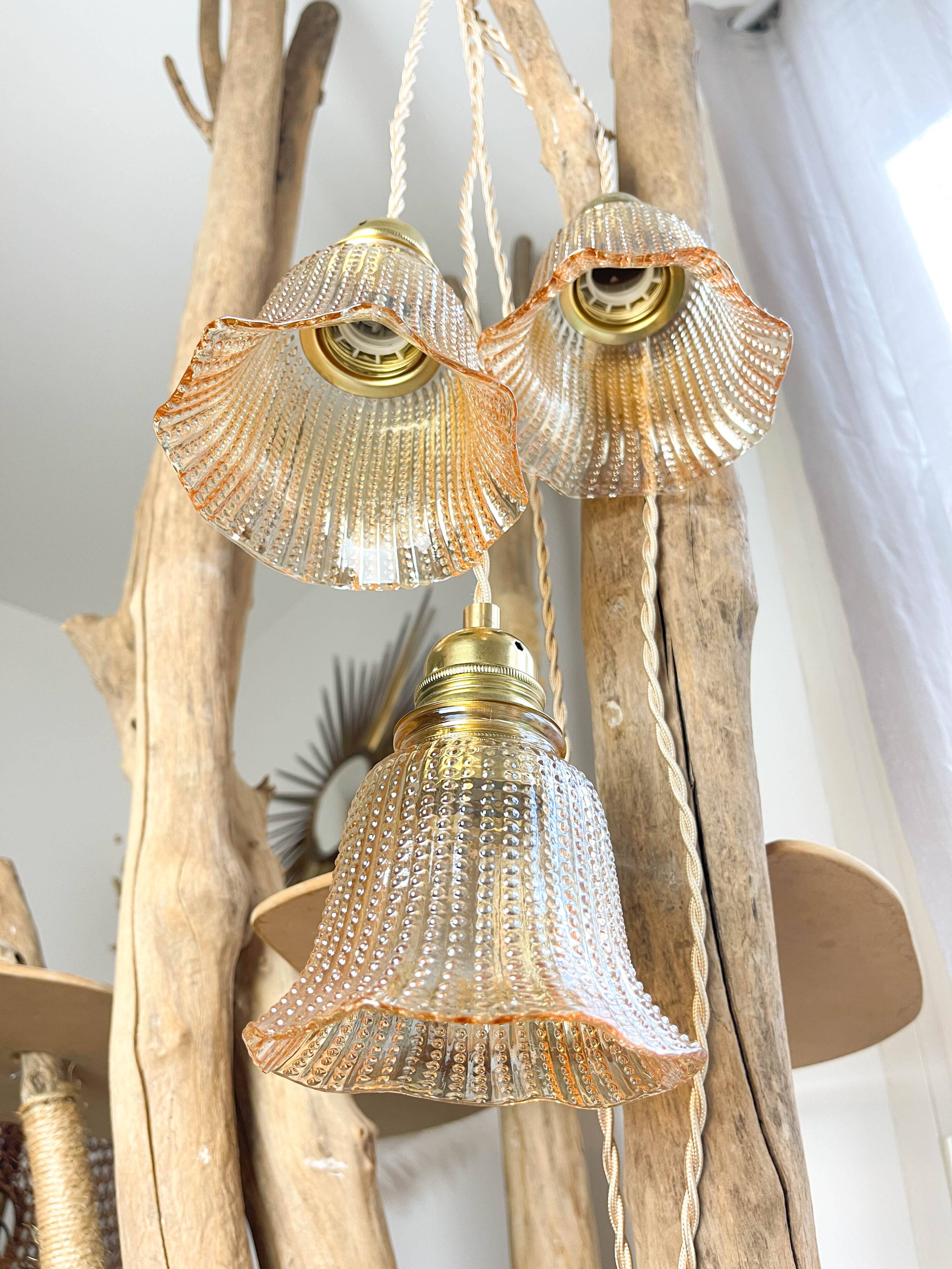 Vintage tulip lamps in customizable iridescent glass