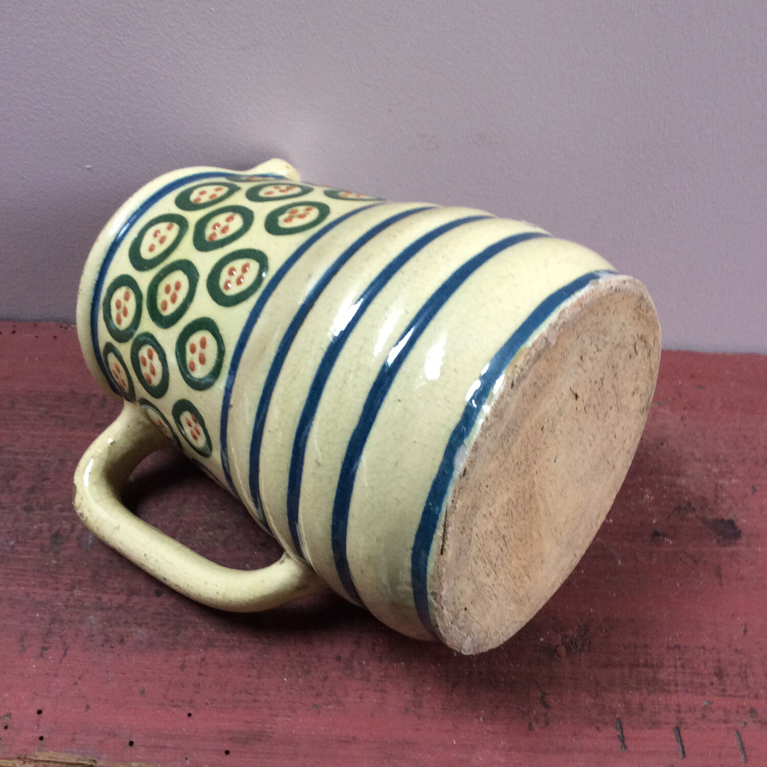 Glazed pottery pitcher