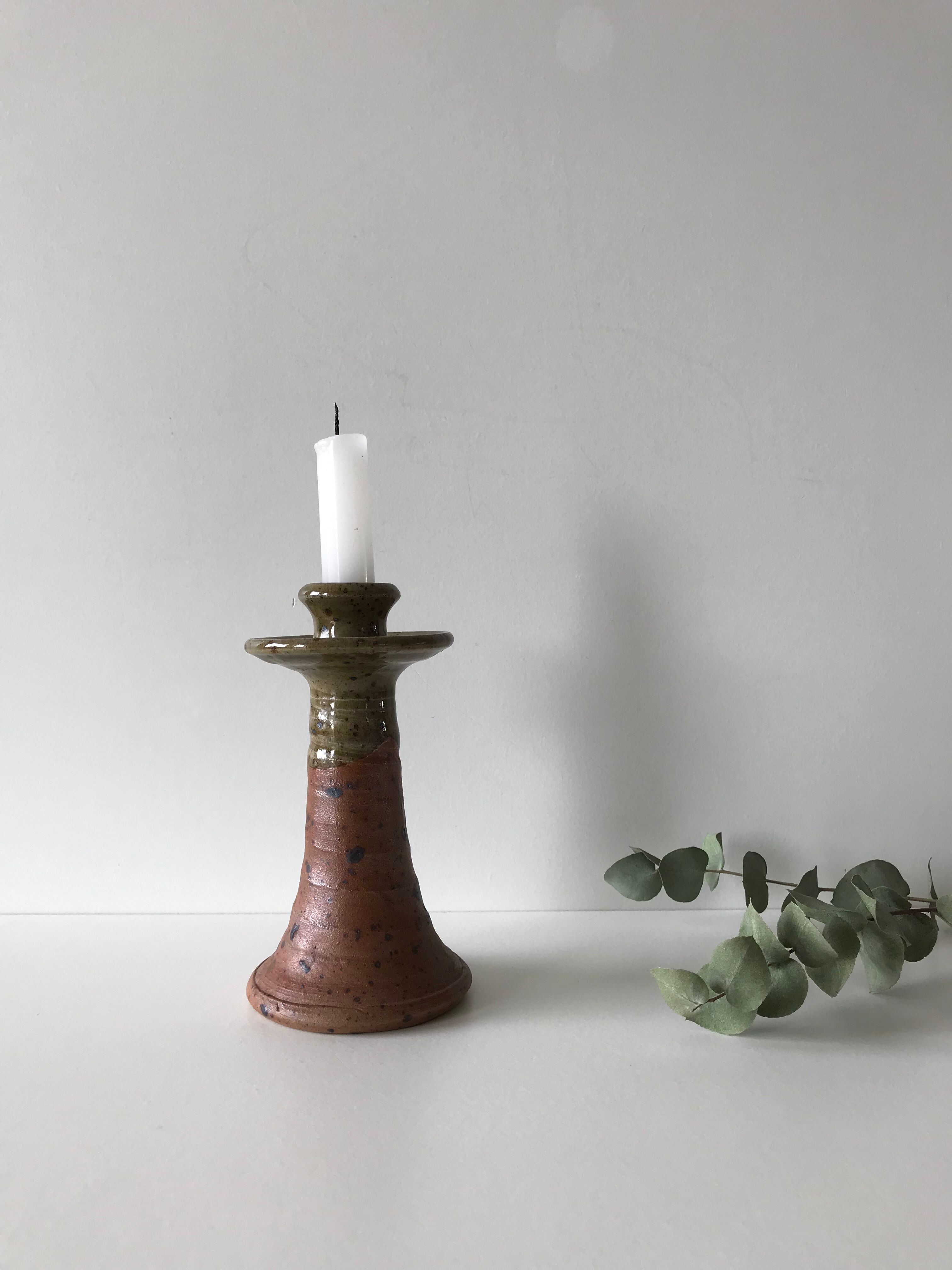 Stoneware vintage candlestick