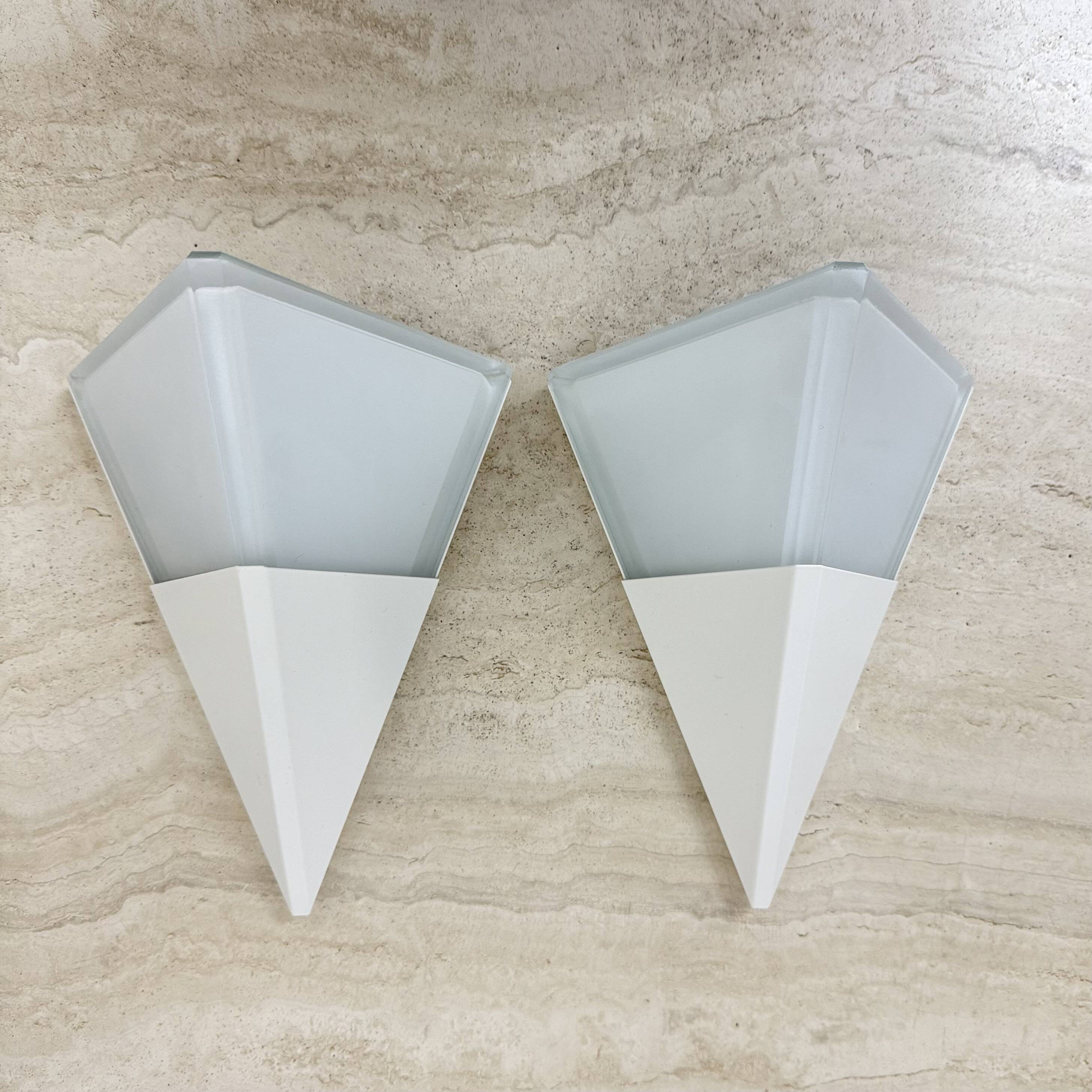 Set of 2 Limburg Glashütte glass wall lamps sconce , 1970s