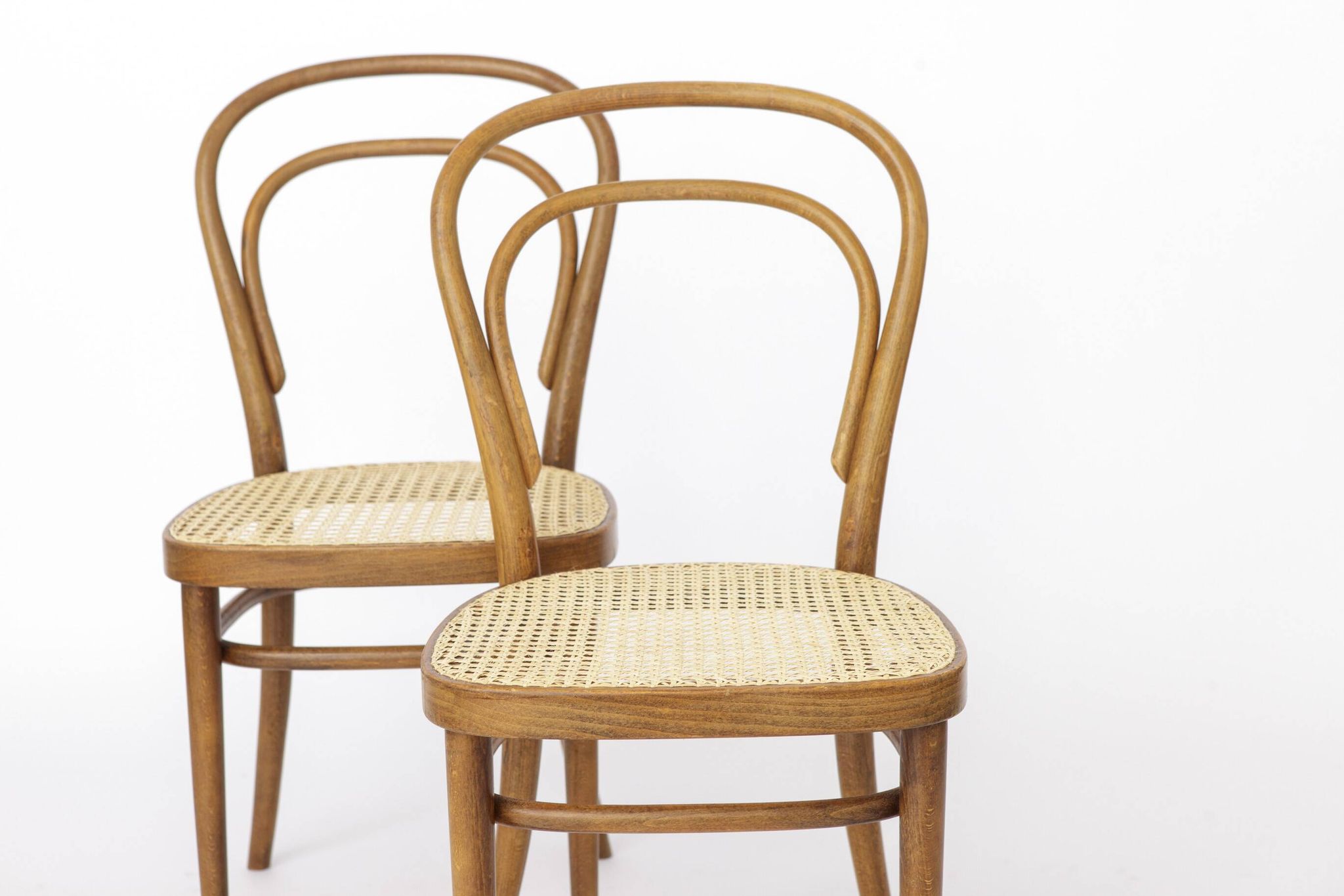 Pair of Vintage Thonet Model 14 Chairs | Radomsko Bentwood Dining Chairs |