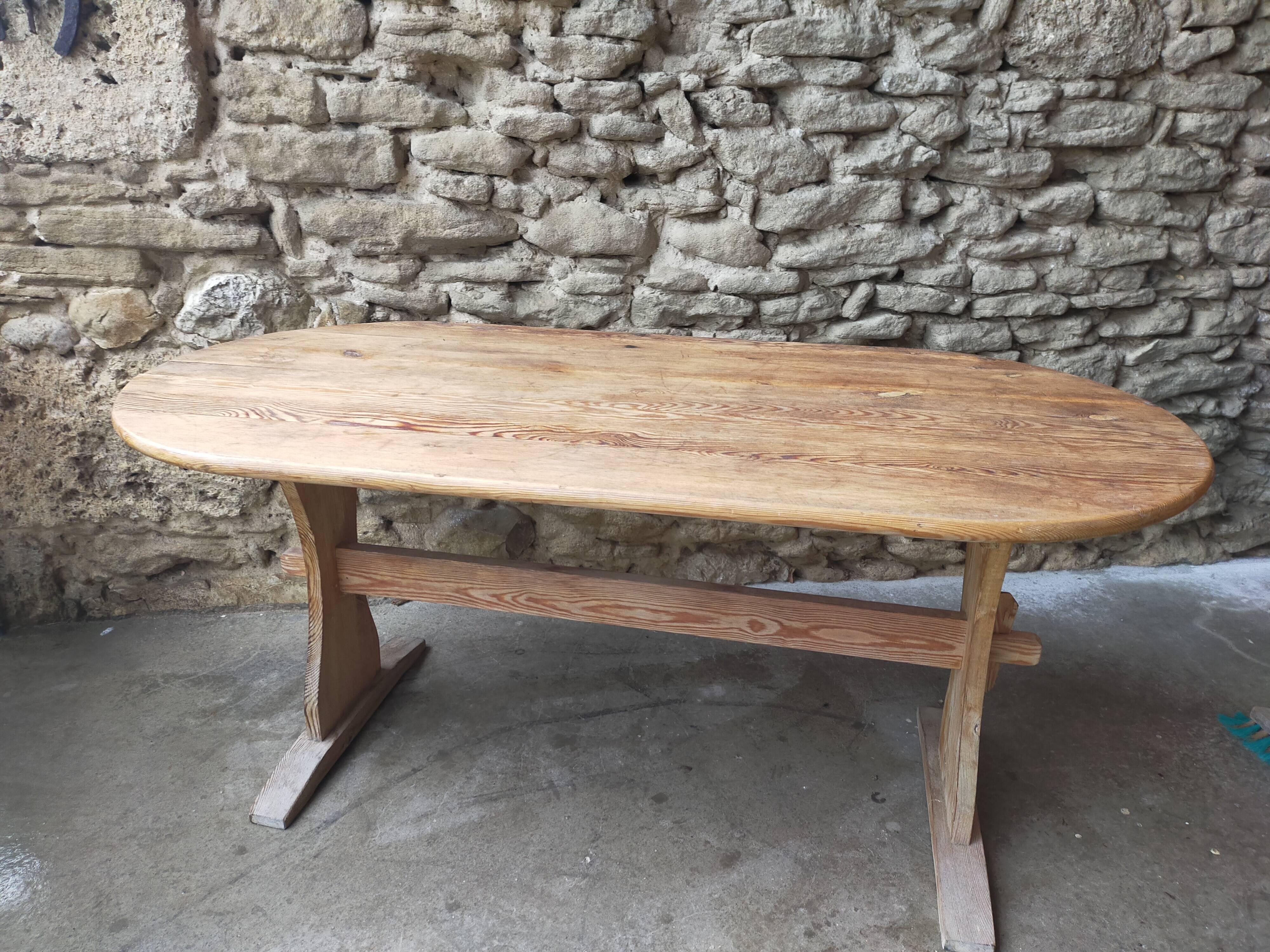 Wooden table with 2 benches