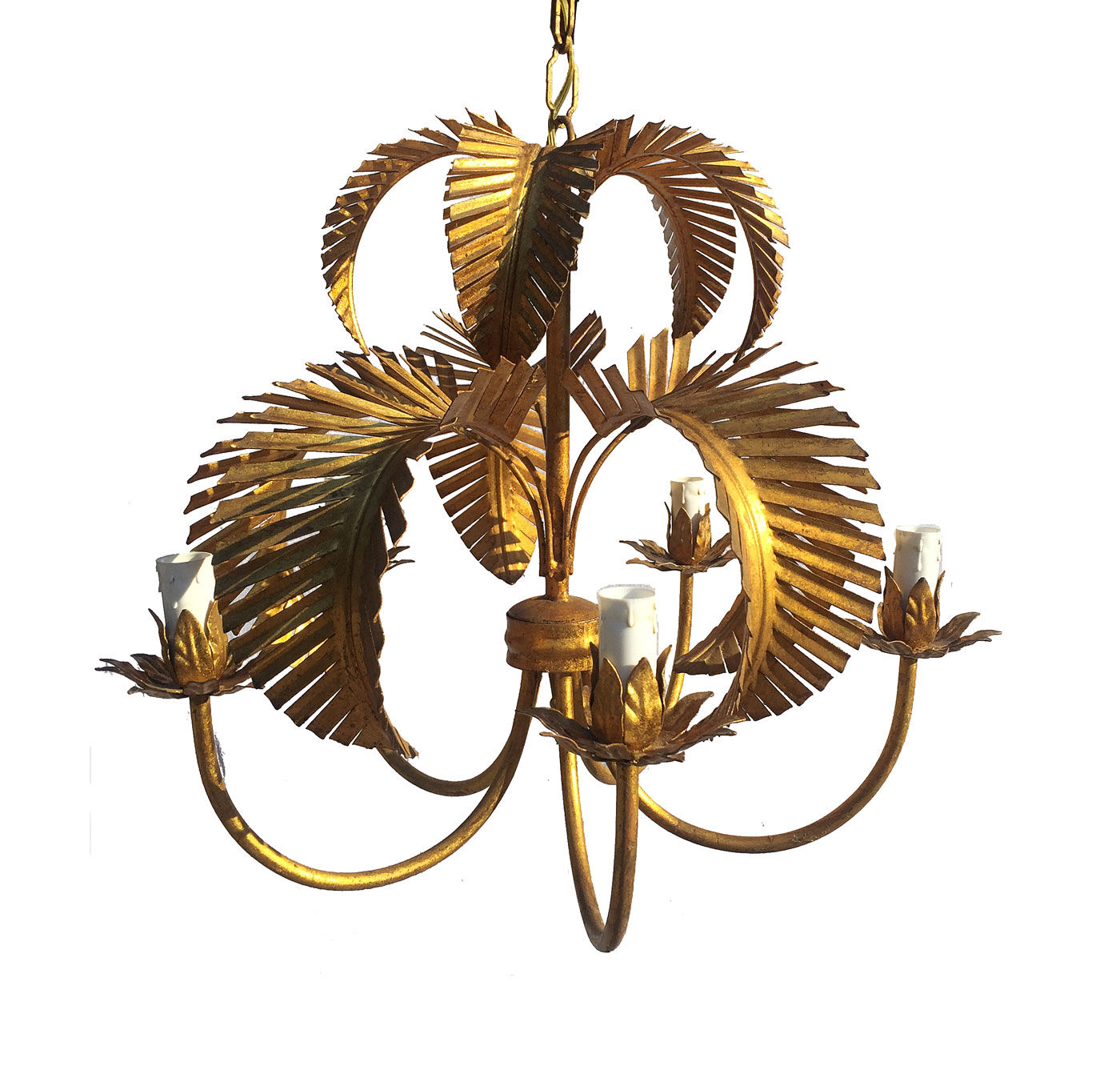 Lustre palmier doré par Hans Kogl circa 1960