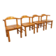 Set of 4 armchairs in pine from the 60s and 70s