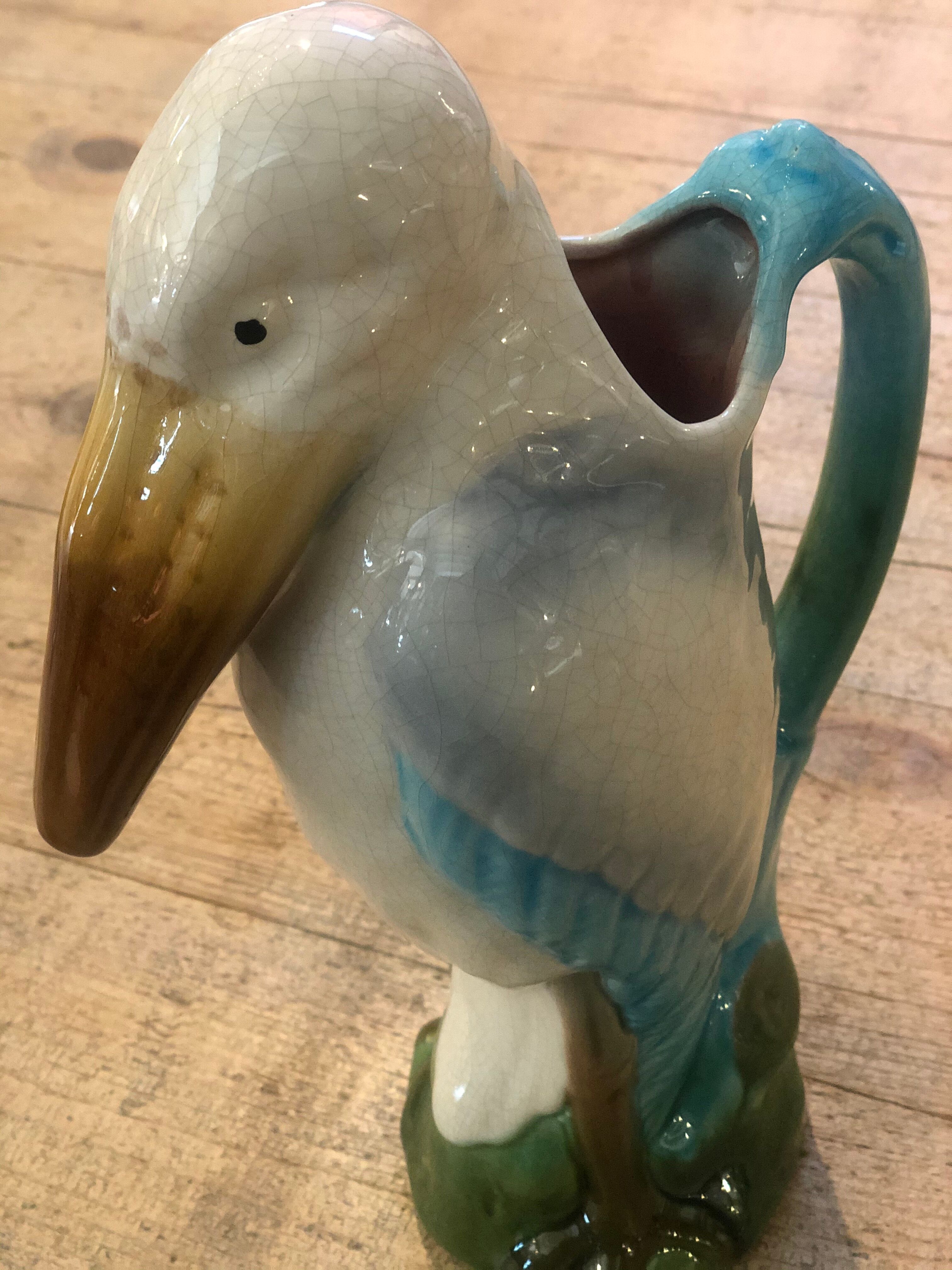 Ceramic pelican pitcher / carafe