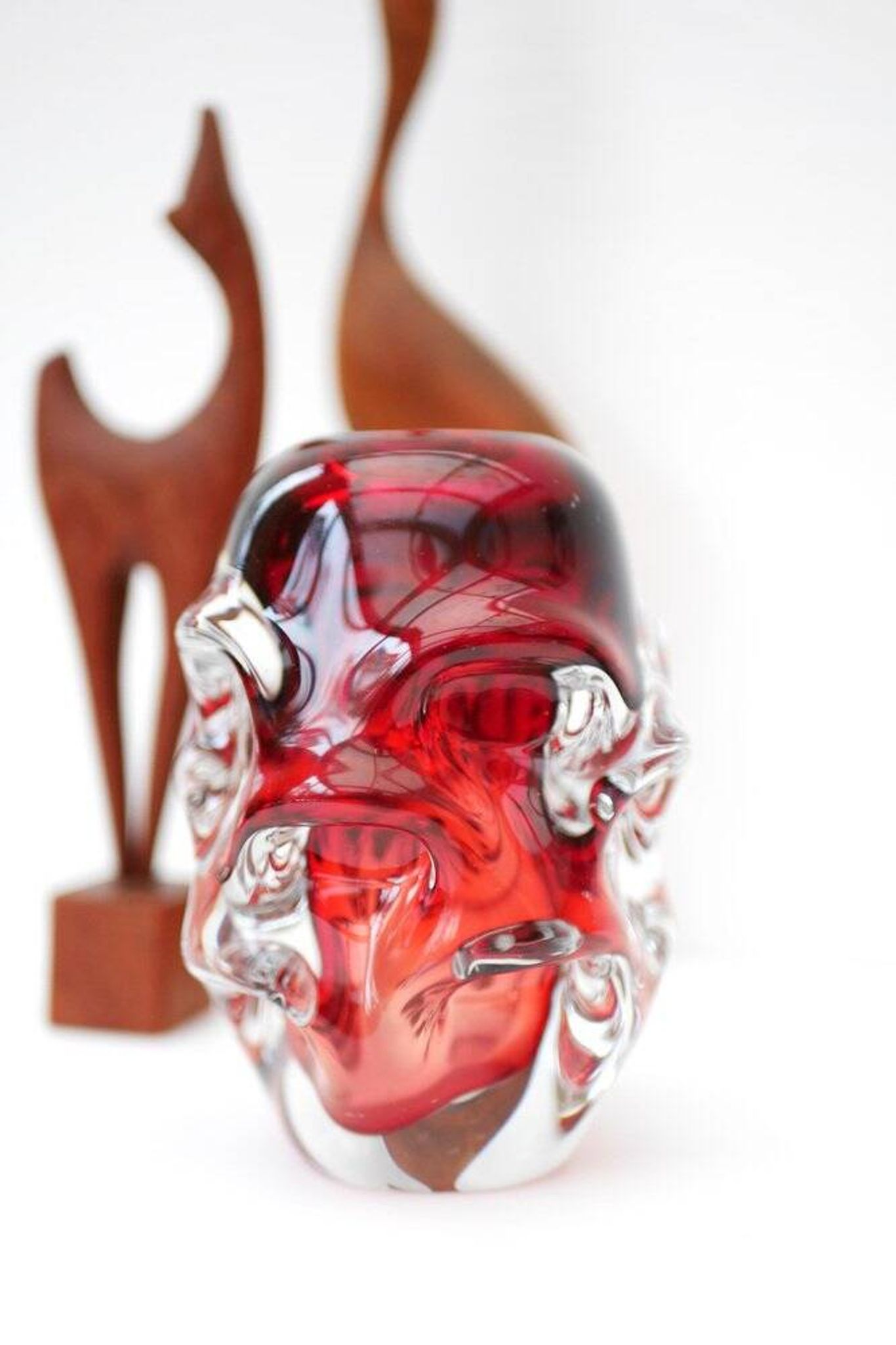 Vases en cristal rouge par Augustsson pour Åseda, ensemble de 2