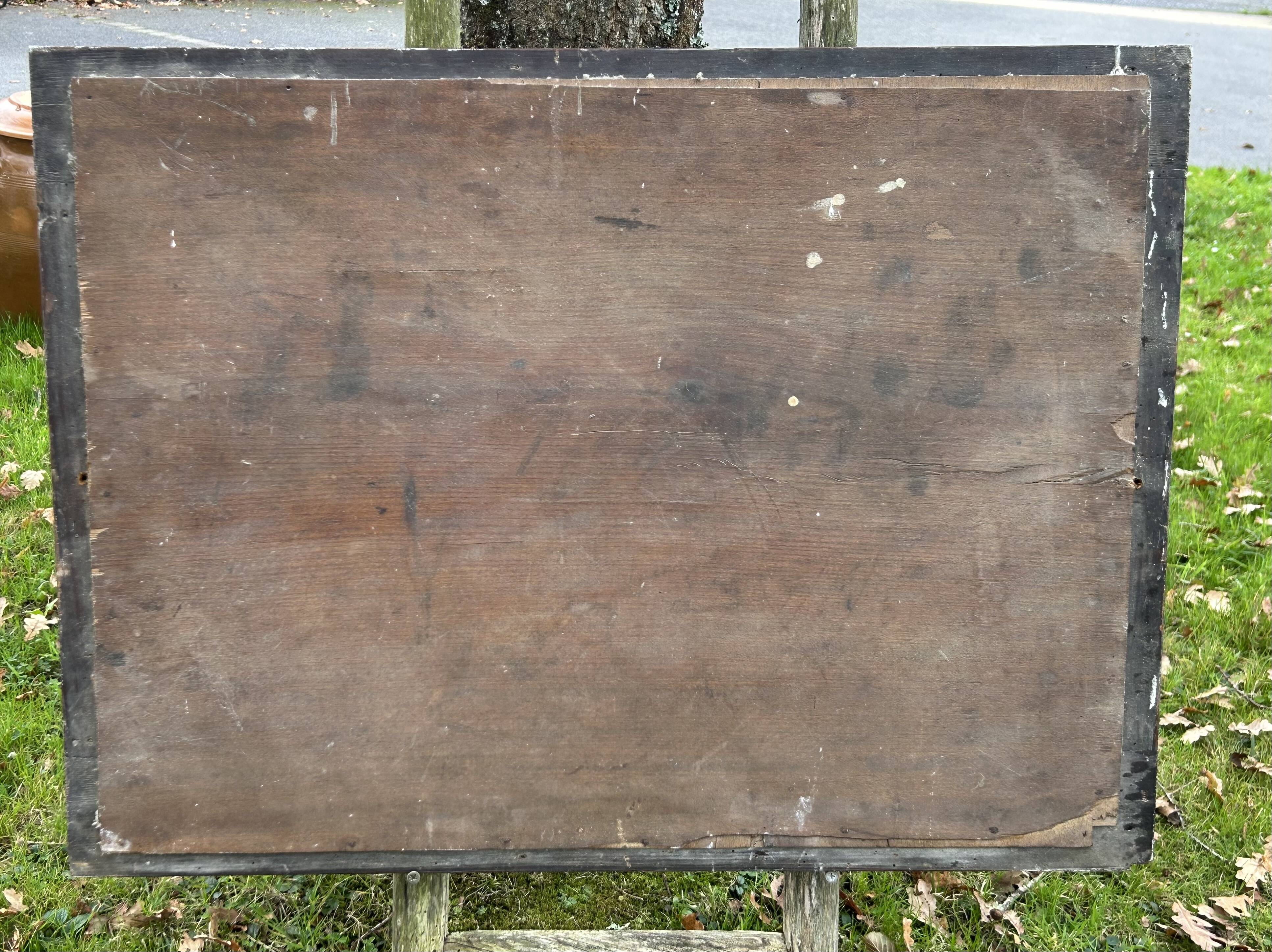 Antique mirror with elm burl molding, heavily demercurized, in its current condition