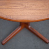 Round dining table extendable 2 extensions, vintage teak table, interior decoration