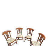 4 solid wood chairs with rush seats