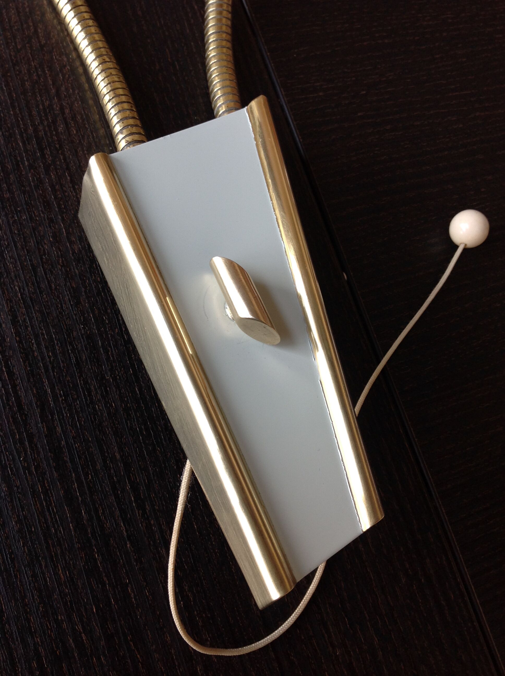 Double fire wall lamp in brass and glass cornet years 50/60