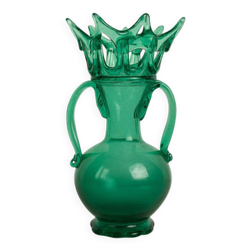 Antique vase in green blown glass