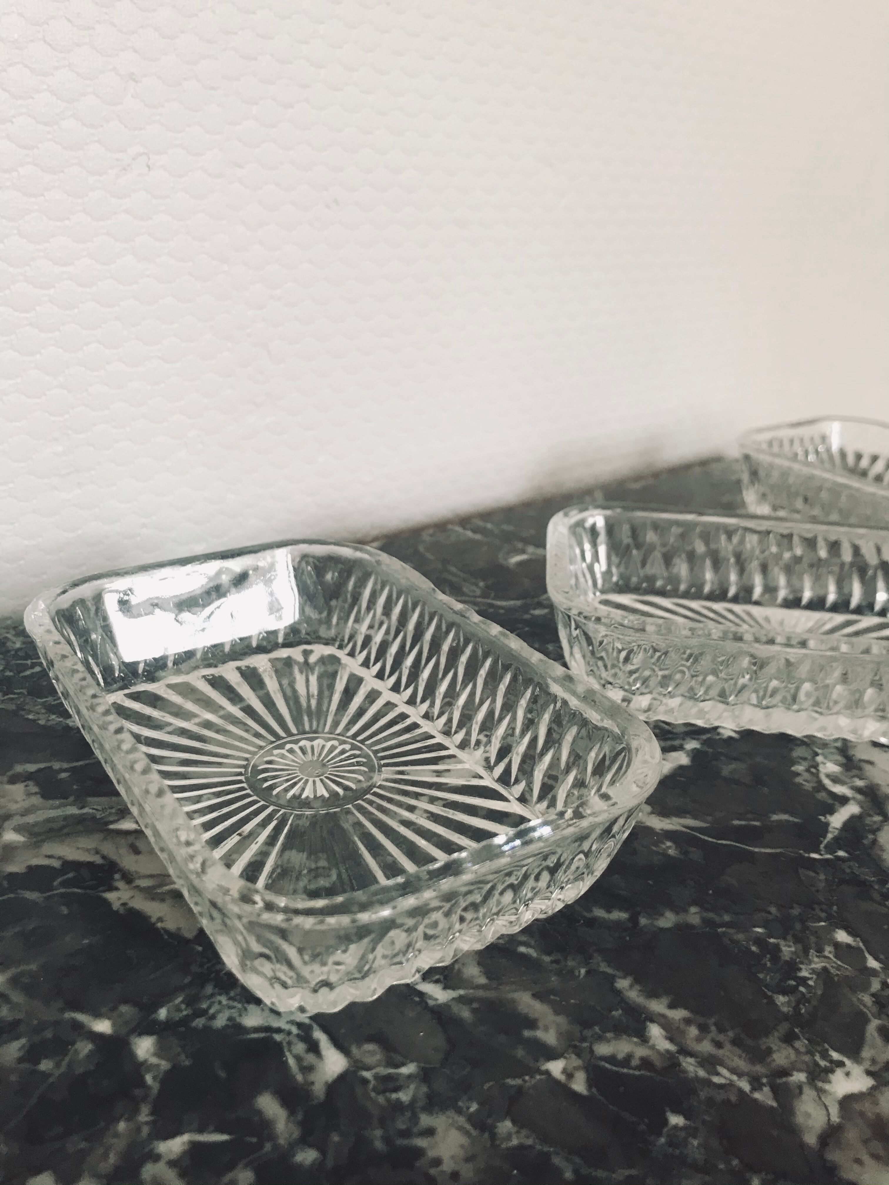 Lot of three moulded glass ramekins